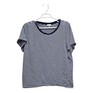 Ella Moss XXL Navy White Stripe Cotton Tee Casual Short Sleeve Top